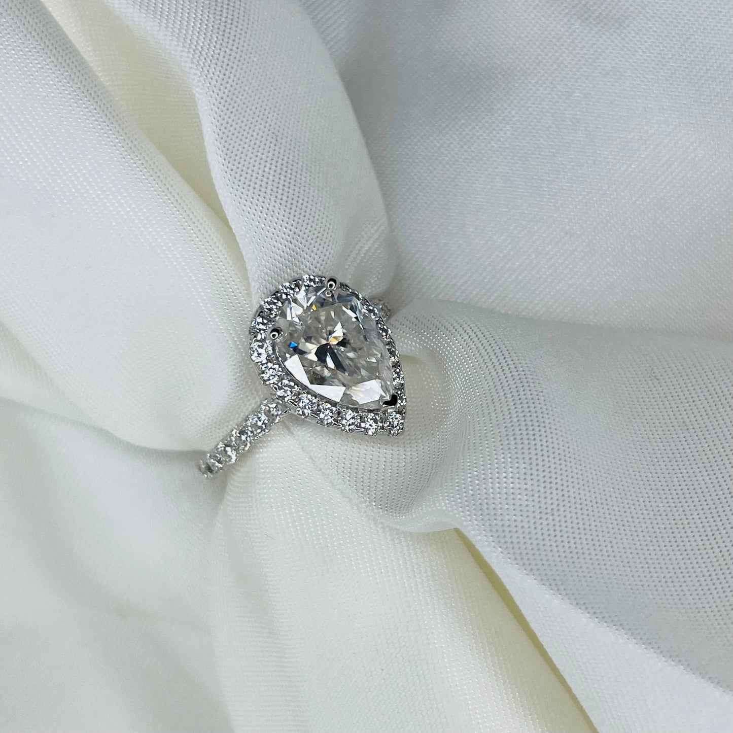 Audrey - 2CT Pear Cut Halo Moissanite