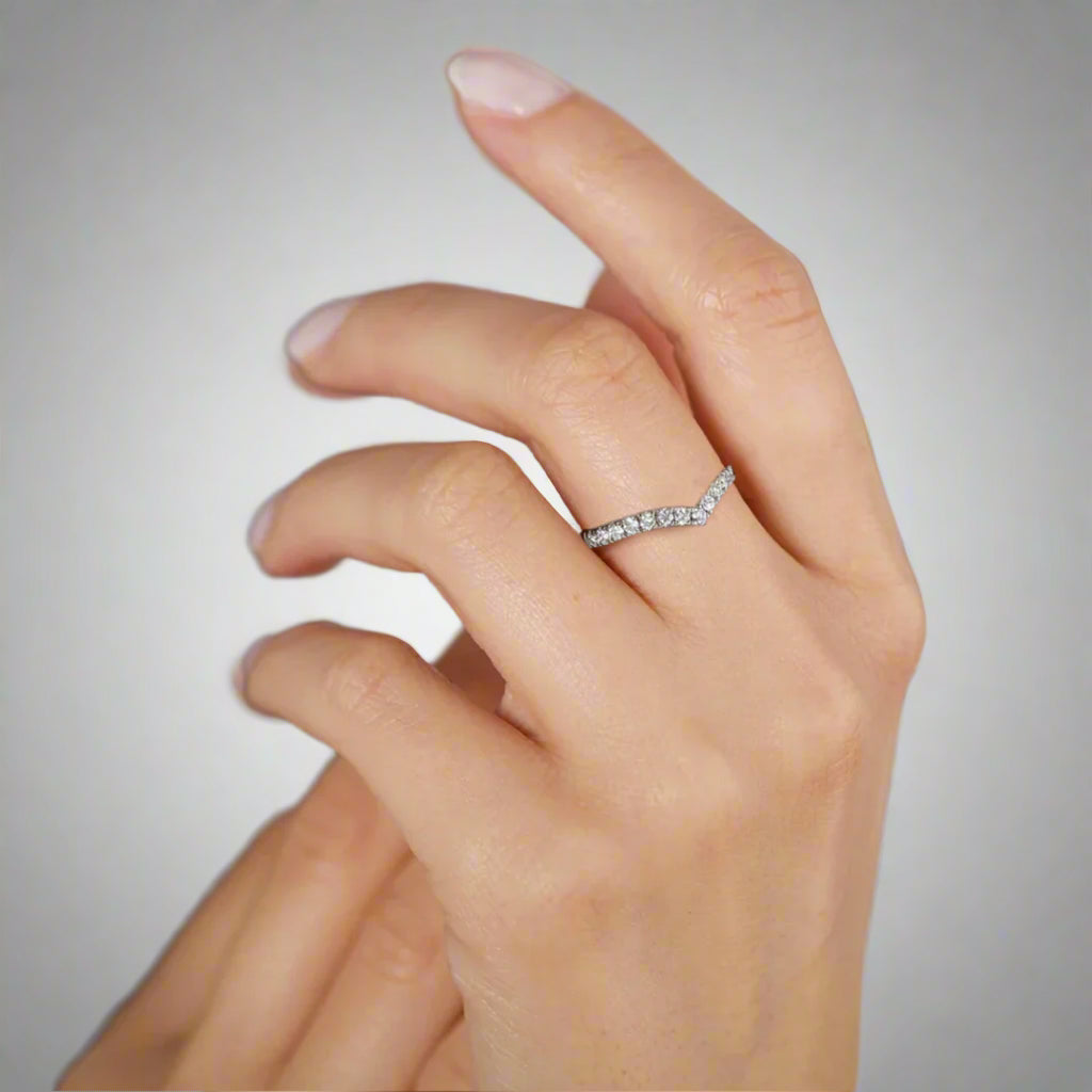 Vow - V-Shaped Half Eternity Moissanite Band