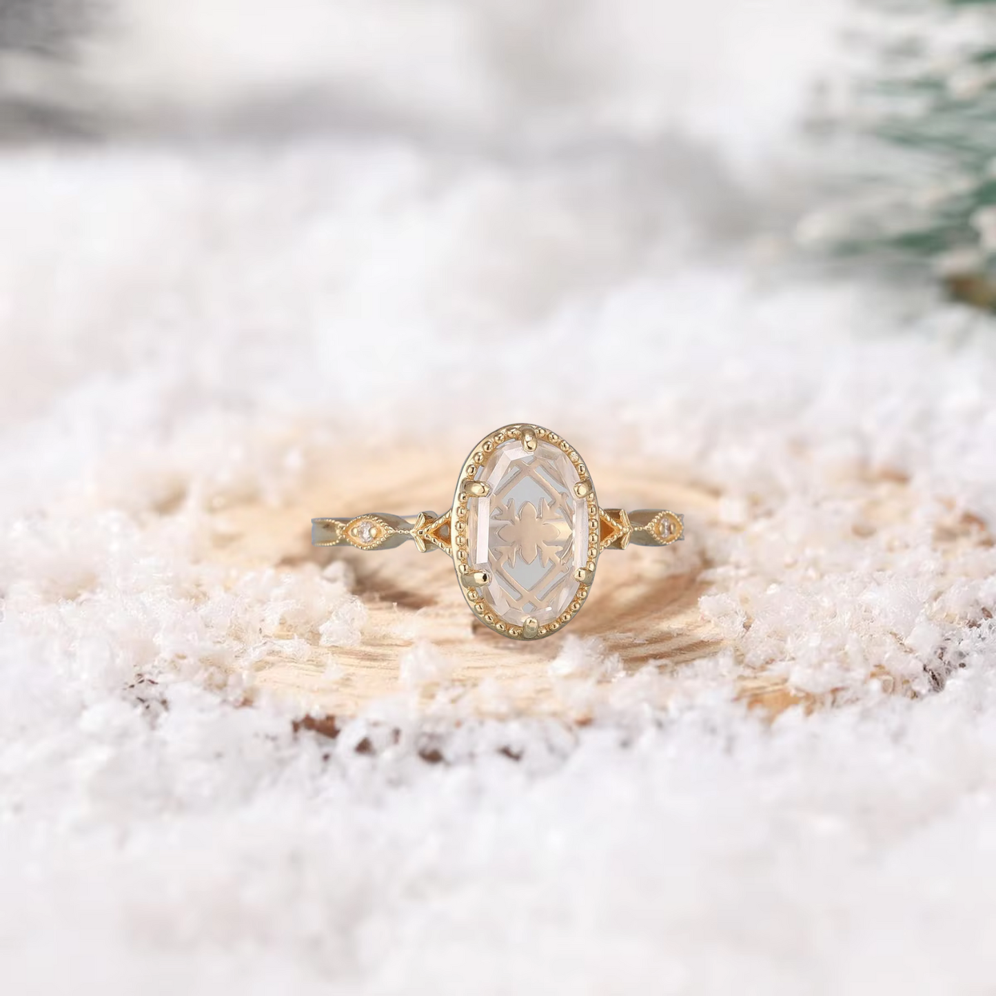 Viola - Vintage Inspired Oval Cut Clear Quartz