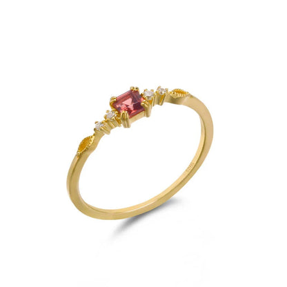 Eleanor - Delicate Natural Princess Cut Garnet Ring