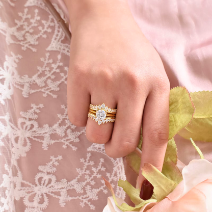 Felicity - 2CT Round Cut Solitaire & Double Curved Enhancer Set