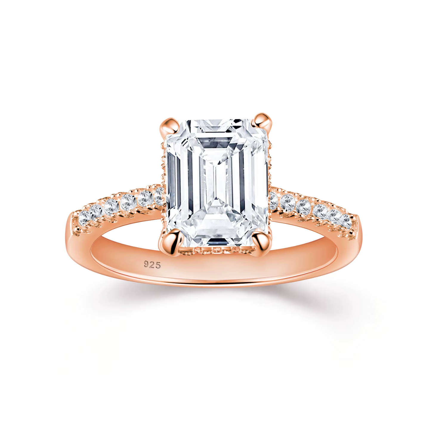 Emma - 3CT Emerald Cut Hidden Halo