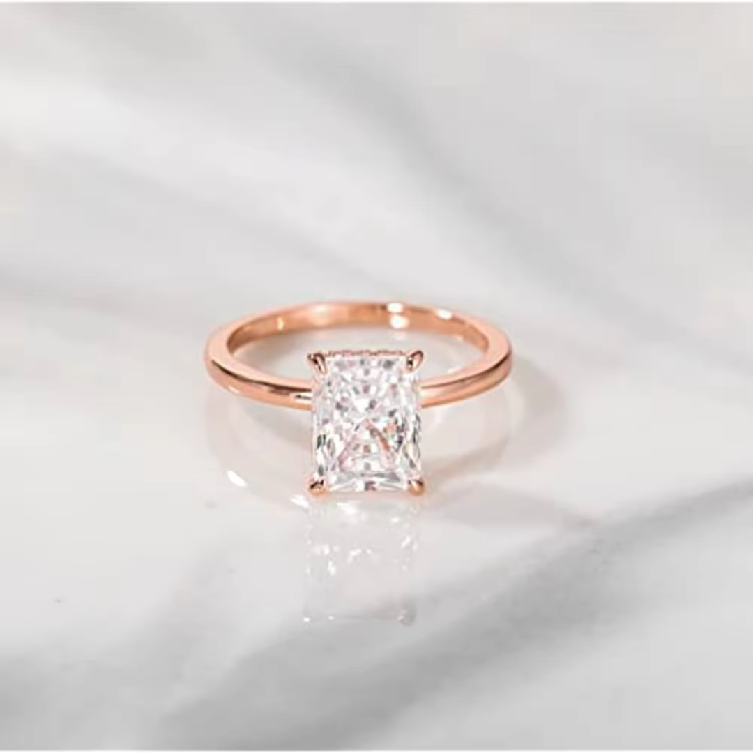 Camilla - 3CT Radiant Cut Hidden Halo Solitaire