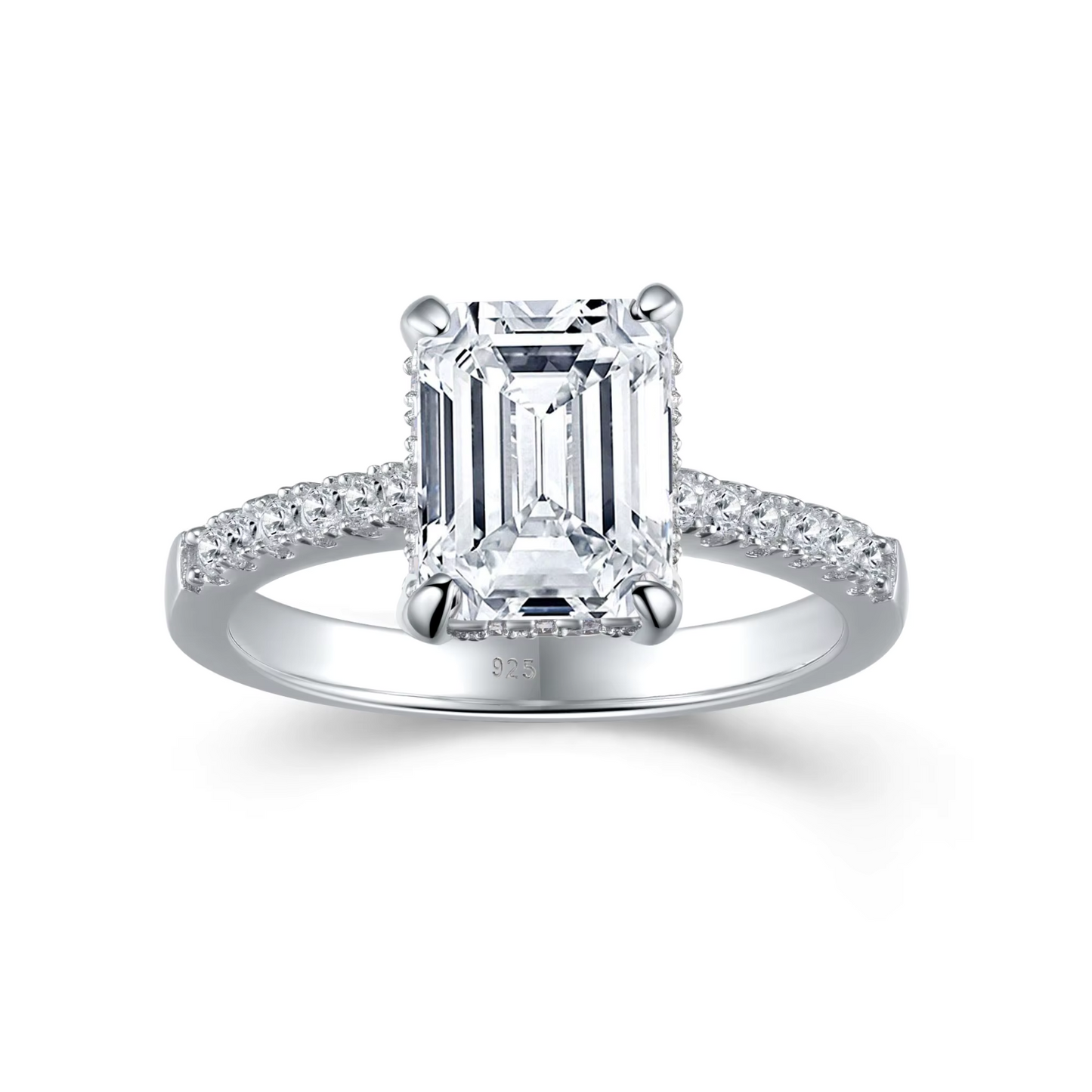 Emma - 3CT Emerald Cut Hidden Halo