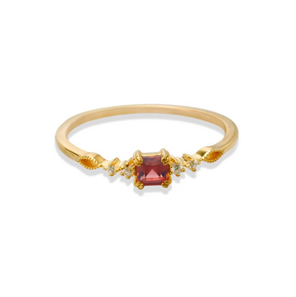 Eleanor - Delicate Natural Princess Cut Garnet Ring