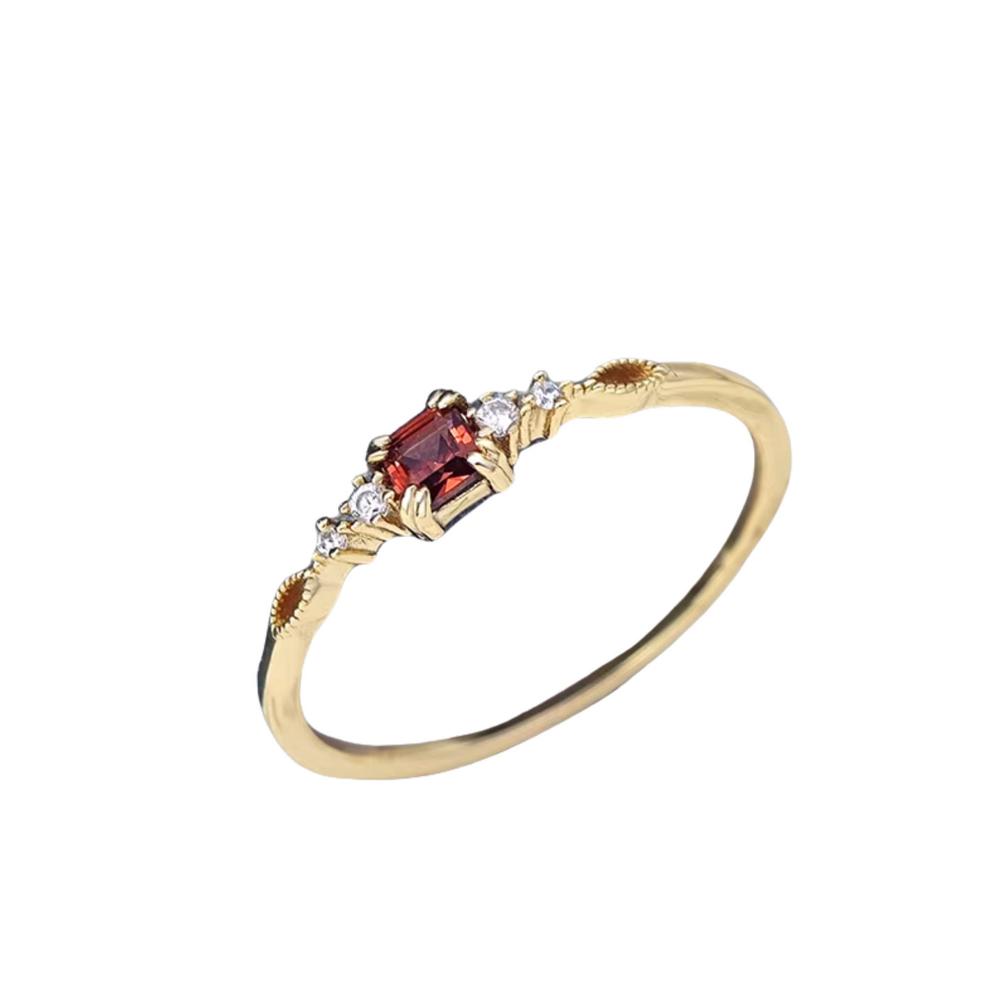 Eleanor - Delicate Natural Princess Cut Garnet Ring