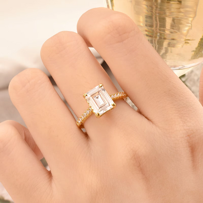 Emma - 3CT Emerald Cut Hidden Halo