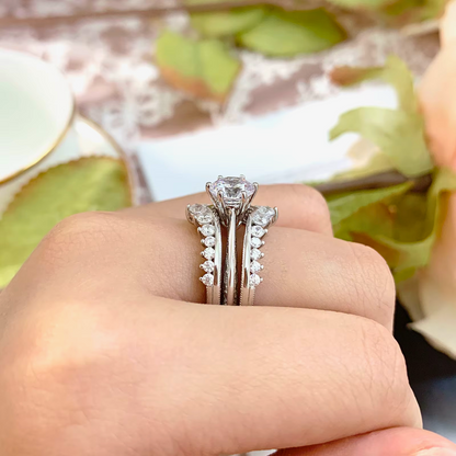 Felicity - 2CT Round Cut Solitaire & Double Curved Enhancer Set