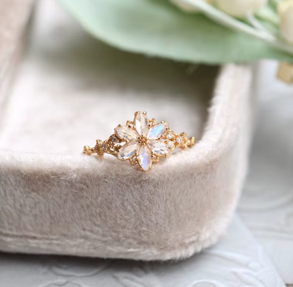 Flora - Nature Inspired Flower Design Moonstone or Tanzanite