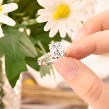 Emma - 3CT Emerald Cut Hidden Halo