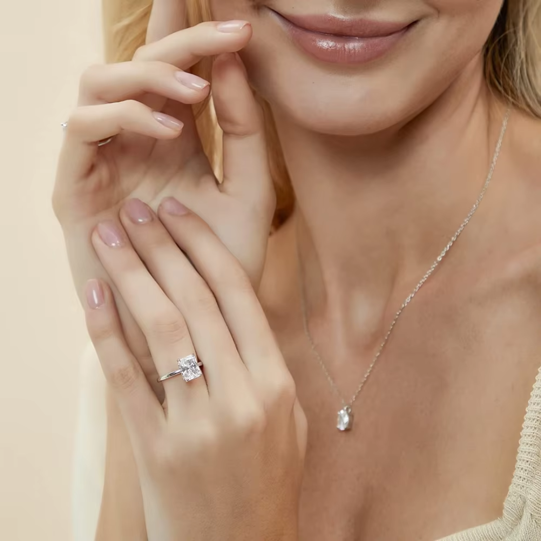 Camilla - 3CT Radiant Cut Hidden Halo Solitaire