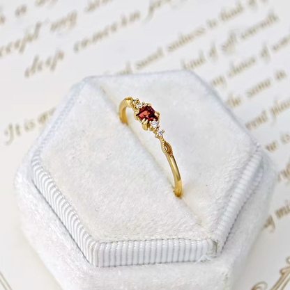 Eleanor - Delicate Natural Princess Cut Garnet Ring