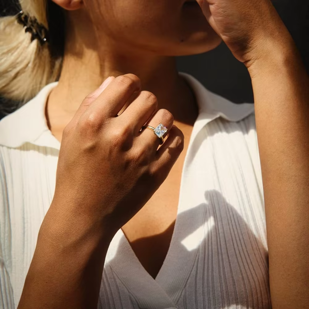 Camilla - 3CT Radiant Cut Hidden Halo Solitaire