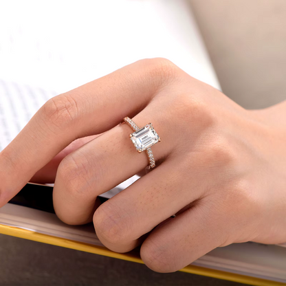 Emma - 3CT Emerald Cut Hidden Halo