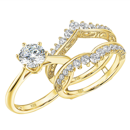 Felicity - 2CT Round Cut Solitaire & Double Curved Enhancer Set
