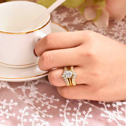 Felicity - 2CT Round Cut Solitaire & Double Curved Enhancer Set