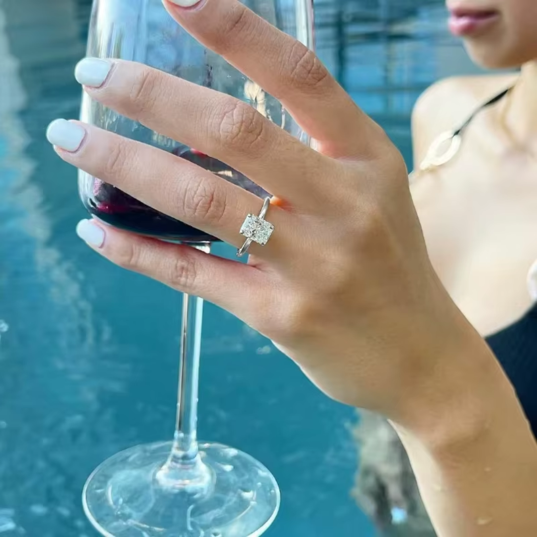 Camilla - 3CT Radiant Cut Hidden Halo Solitaire