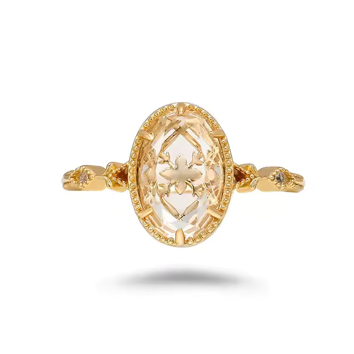 Viola - Vintage Inspired Oval Cut Clear Quartz