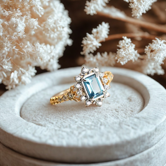 Marina - Vintage Inspired Emerald Cut Natural Topaz