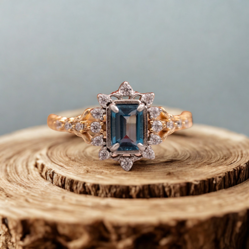 Marina - Vintage Inspired Emerald Cut Natural Topaz