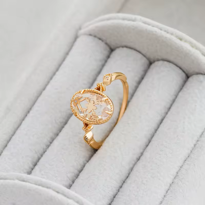 Viola - Vintage Inspired Oval Cut Clear Quartz