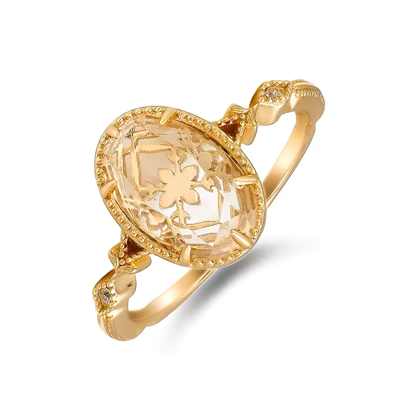 Viola - Vintage Inspired Oval Cut Clear Quartz