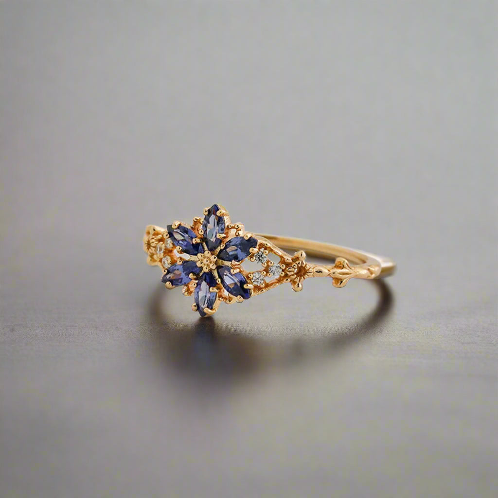 Flora - Nature Inspired Flower Design Moonstone or Tanzanite