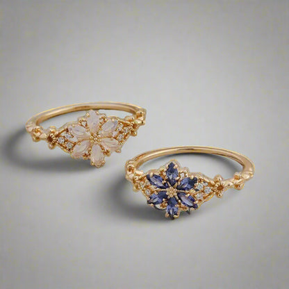 Flora - Nature Inspired Flower Design Moonstone or Tanzanite