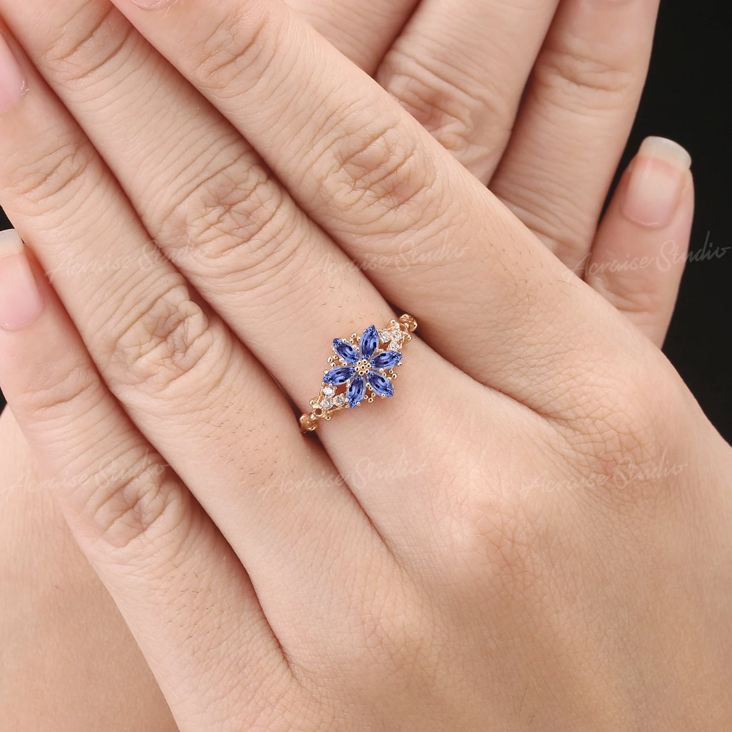 Flora - Nature Inspired Flower Design Moonstone or Tanzanite