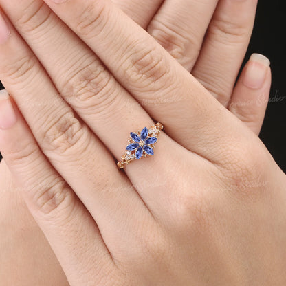 Flora - Nature Inspired Flower Design Moonstone or Tanzanite