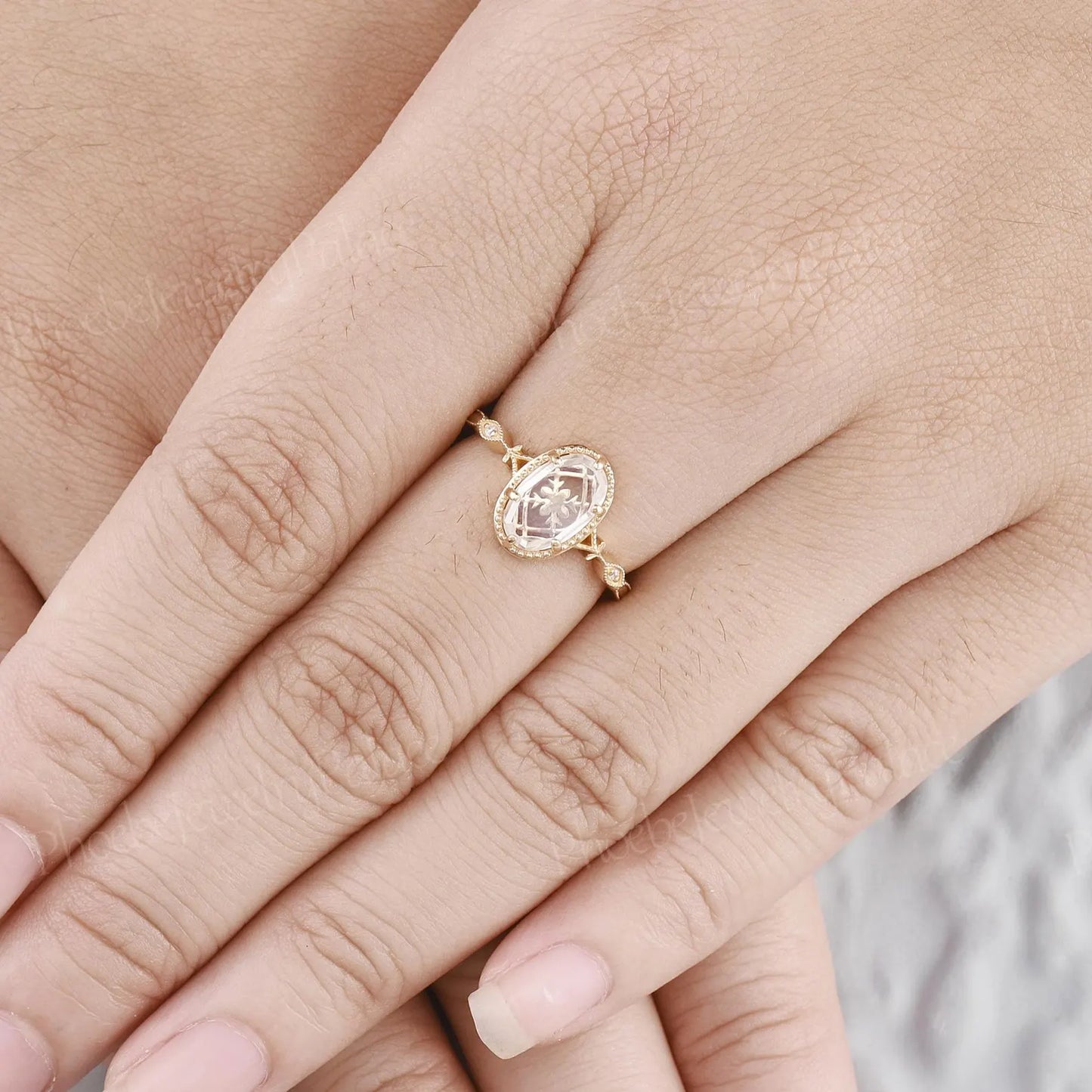 Viola - Vintage Inspired Oval Cut Clear Quartz