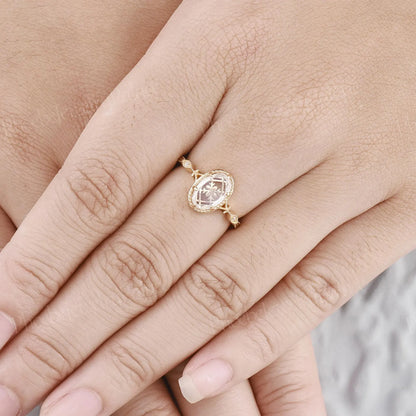 Viola - Vintage Inspired Oval Cut Clear Quartz