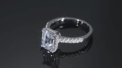 Emma - 3CT Emerald Cut Hidden Halo