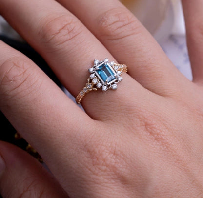 Marina - Vintage Inspired Emerald Cut Natural Topaz