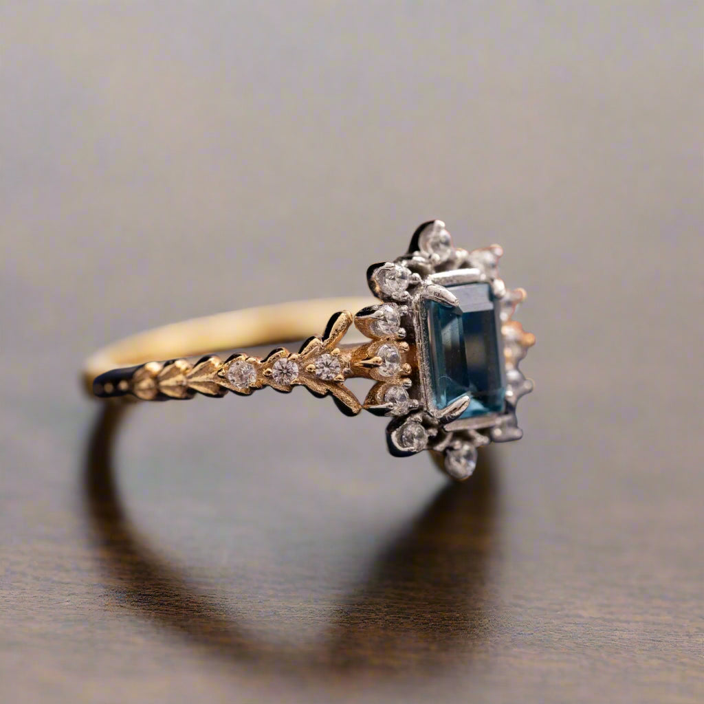 Marina - Vintage Inspired Emerald Cut Natural Topaz