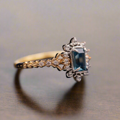 Marina - Vintage Inspired Emerald Cut Natural Topaz